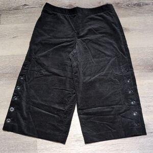 Vintage Nine West Wide-Leg Corduroy Black Culottes W Button-Detail Size 4